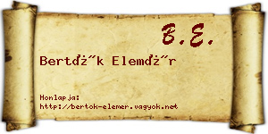 Bertók Elemér névjegykártya